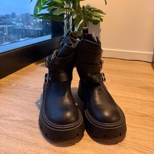 H&M Black Ankle Boots with Buckle Detail